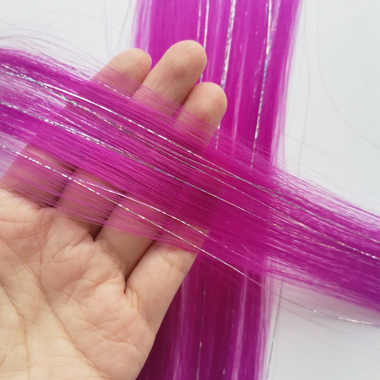 Rainbow Tinsel Hair Extensions
