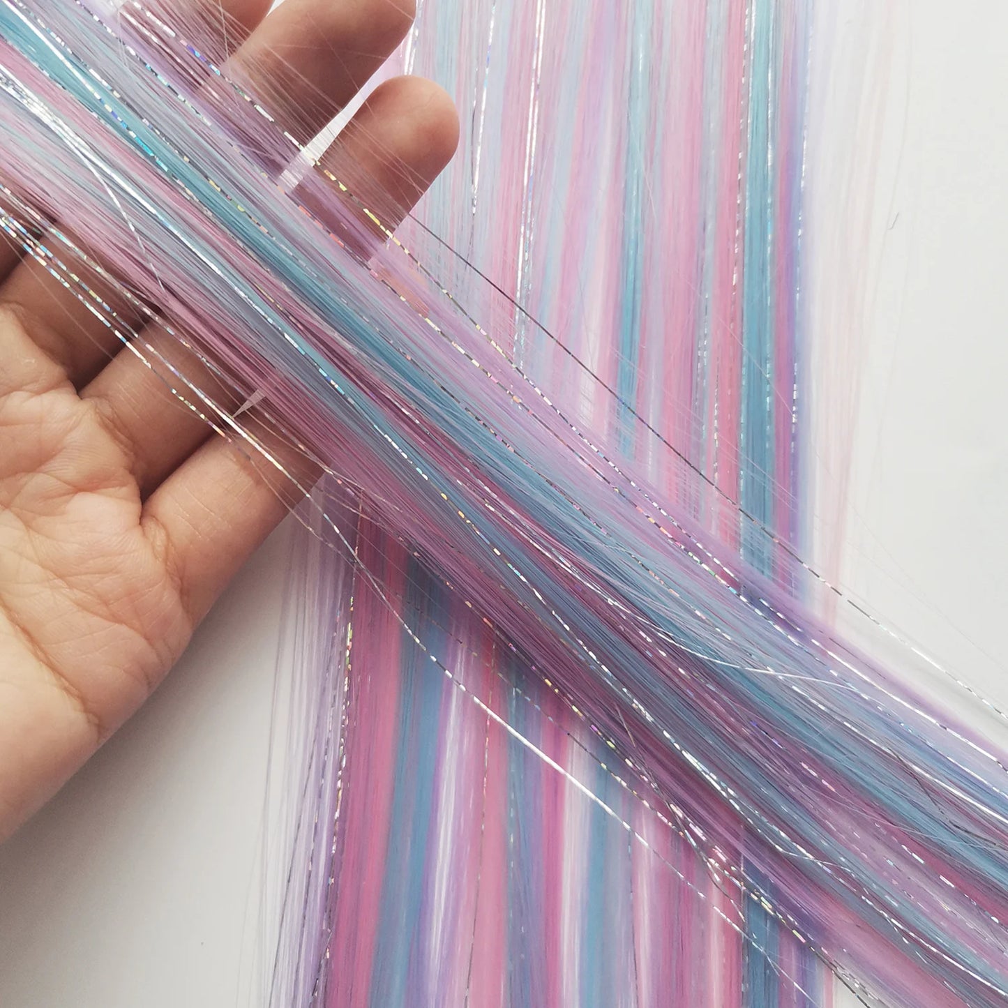 Rainbow Tinsel Hair Extensions