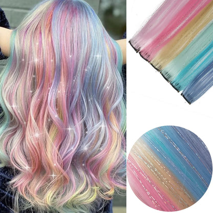 Rainbow Tinsel Hair Extensions