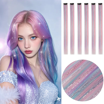 Rainbow Tinsel Hair Extensions
