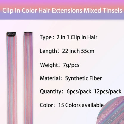 Rainbow Tinsel Hair Extensions